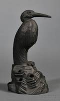 Wedgwood Black Basalt Egret on a Rock