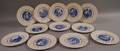 Set of Twelve Wedgwood Blue and White Amherst College Ceramic Dinner Plates
