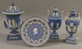 Four Modern Wedgwood Solid Light Blue Jasper Table Items
