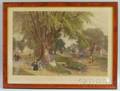 Framed Handcolored Engraving The Village Elms Sunday Morning in New England