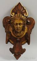 Giltdecorated Carved Wood Figureheadstyle Wall Plaque