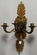 French Brass Threelight Candle Wall Sconce