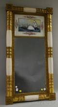 Empire Giltwood Splitbaluster Mirror with Reversepainted Glass Tablet