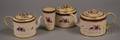 Fourpiece Wedgwood Gilt and Handpainted Queens Ware Partial Tea Service