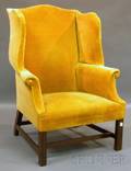 Chippendale Upholstered Mahogany Wing Chair