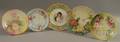 Five Handpainted and Transferdecorated Porcelain Plates