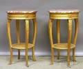 Pair of Frenchstyle Marbletop Carved Giltwood Stands