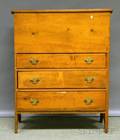 Pine Blanket Chest over Three Long Drawers