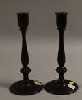 Pair of Turned Mahogany Candlesticks