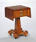 Classical Birch and Fruitwood Veneer Dropleaf Twodrawer Pedestalbase Work Table