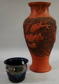 Newcomb Lustre Art Glass Vase and a Japanese Bizan Ware Vase