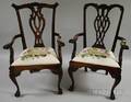 Two Childrens Chippendalestyle Carved Mahogany Armchairs