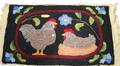 Chickens Pattern Hooked Rug