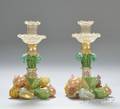 Pair of Venetian Colored Art Glass Figural Candlesticks