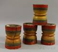 Set of Four Polychrome Painted Turned Wood Carnival Game Pedestals