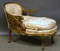 Childs Louis XVstyle Damask Upholstered Carved Giltwood Chaise Longue