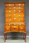 Queen Anne Carved Cherry Flattop Highboy