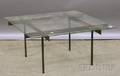 Modern Square Glasstop Steel Coffee Table