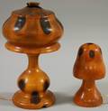 Two Small FrenchBrazilian Turned Exotic Wood Table Lamps