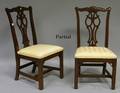 Set of Six Ethan Allen Chippendalestyle Ivory Damaskupholstered Cherry Dining Chairs