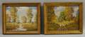 Pair of 20th Century American School Oil on Artist Board Autumn Landscape Views