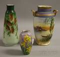Three Handpainted Porcelain Vases