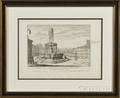 Set of Three Italian Engravings of Fountains