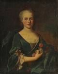 Continental School 18th Century Portrait of a Young Woman with a Rose