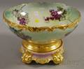 T  V Limoges Gilt and Grapevine Transferdecorated Porcelain Punch Bowl on Stand
