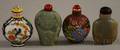Four Agate Ceramic Jade and Porcelain Snuff Bottles