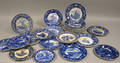 Eleven Wedgwood Blue and White Transfer Nantucket Plates and Seventeen Blue and White Massachusetts Plates