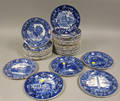 Fortyeight Wedgwood Blue and White Transfer Massachusetts Historical and Views Plates