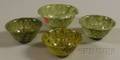 Four Asian Carved Jade Hardstone Footed Bowls