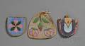 Three Plains Beaded Hide Pouches and Three Photographs