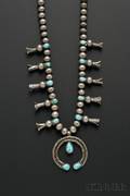 Southwest Silver and Turquoise Squash Blossom Necklace