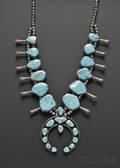 Southwest Turquoise and Silver Squash Blossom Necklace
