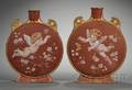Two Minton Terra Cotta Moon Flasks