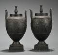 Pair of Wedgwood Black Basalt Vases and Covers