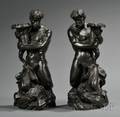 Pair of Wedgwood Black Basalt Triton Candlesticks