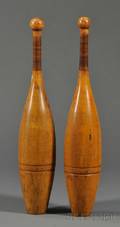 Pair of Victorian Turned Wood Indian Clubs
