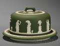 Wedgwood Olive Green Jasper Dip Cheese Dish and Cover