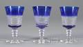 Twelve Cobalt Cut to Clear Glass Stemmed Goblets