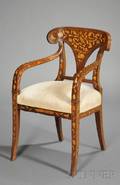Dutch Marquetry Empirestyle Inlaid Armchair