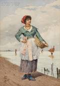 Filippo Indoni Italian c 18421908 Young Fisherwoman with Basket