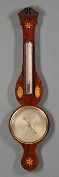 Inlaid Mahogany Banjo Barometer