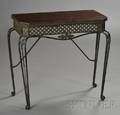 Louis XVIstyle Wrought Iron and Marbletop Side Table