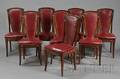 Set of Eight Art Nouveau Walnut Dining Chairs