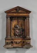 Continental Carved Fruitwood Pieta Wall Niche