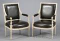 Pair of Louis XVIstyle Gray Painted Fauteuils a la Reine