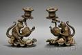 Pair of Bronze Monkey Chambersticks